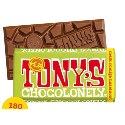 Tony's chocolonely melkchocolade hazeln crunch  180 Gram