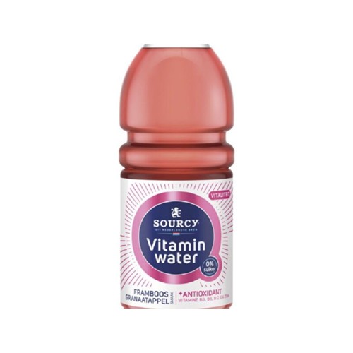 Sourcy Vitaminwater framboos granaatappel 0% 500ml