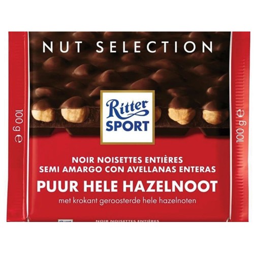 Ritter Sport pure chocolade met hele hazelnoot 100 gram